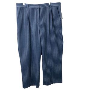 Abercrombie & Fitch NWT Women's Navy Pin Striped High Rise Wide Leg Pants XLS